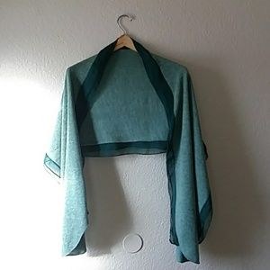 Green scarf with sheer boarders